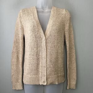 Ann Taylor LOFT Cardigan Size Small Beige Button Sweater Neutral Minimalist Chic